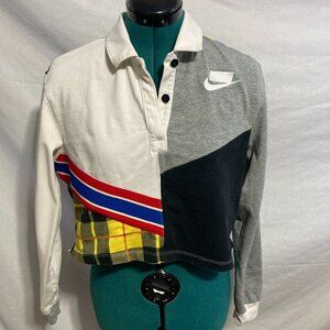 Nike Sports Women's long sleeve Cropped yellow plaid multicolor sweatshirt XS